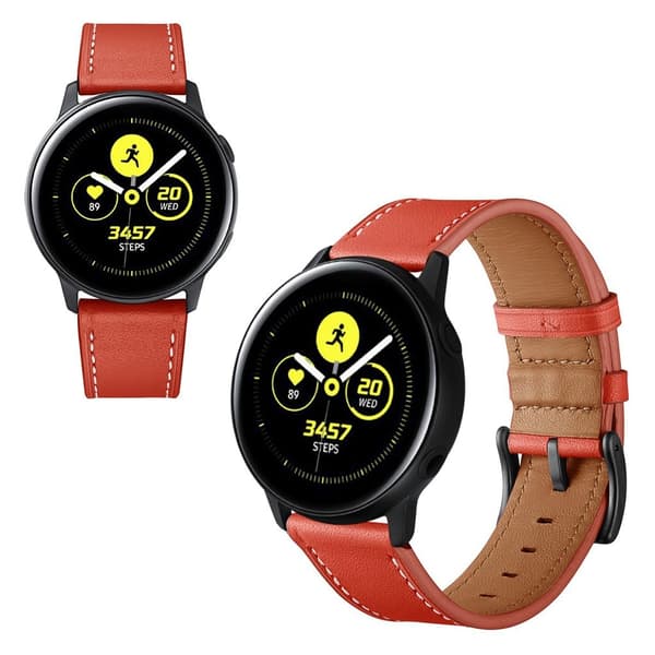 Samsung Galaxy Watch Active / Active 2 - 40mm / Active 2 - 44mm klockarmband i äkta läder - Röd Röd