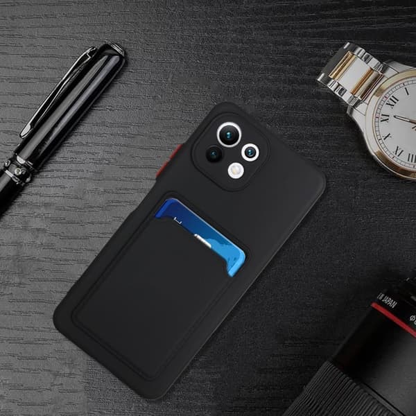 Cover med Kortholder til Xiaomi 11 Lite 5g Ne / Mi 11 Lite 5g / 11 Lite - Sort Black