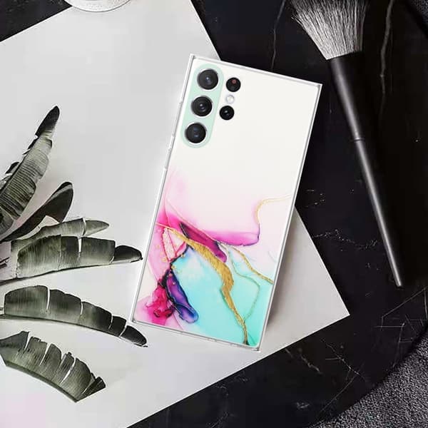 Marble Samsung Galaxy S23 Ultra Etui - Grønn Green