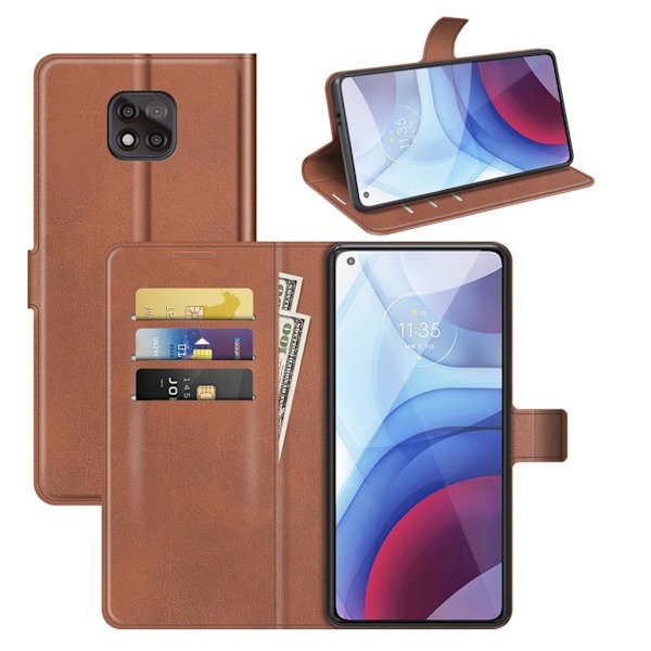 Wallet-style Læder Etui til Motorola Moto G Power (2021) - Lysebrun Brown