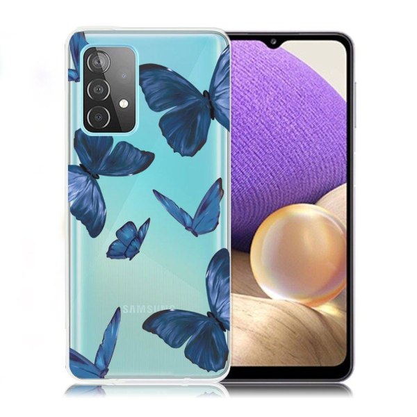 Butterfly läder Samsung Galaxy A32 5G fodral - Blå Blå