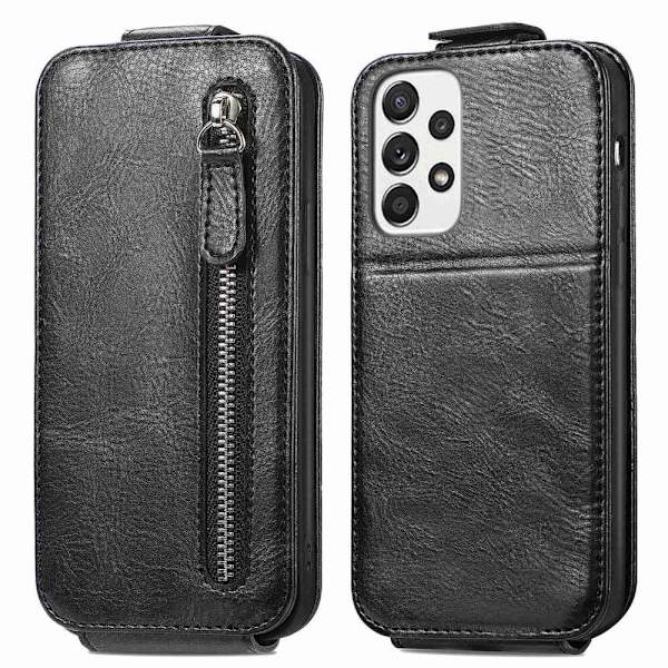 Vertikalt Samsung Galaxy M32 5G / Samsung Galaxy A32 5G fodral med dragkedja - Svart Svart