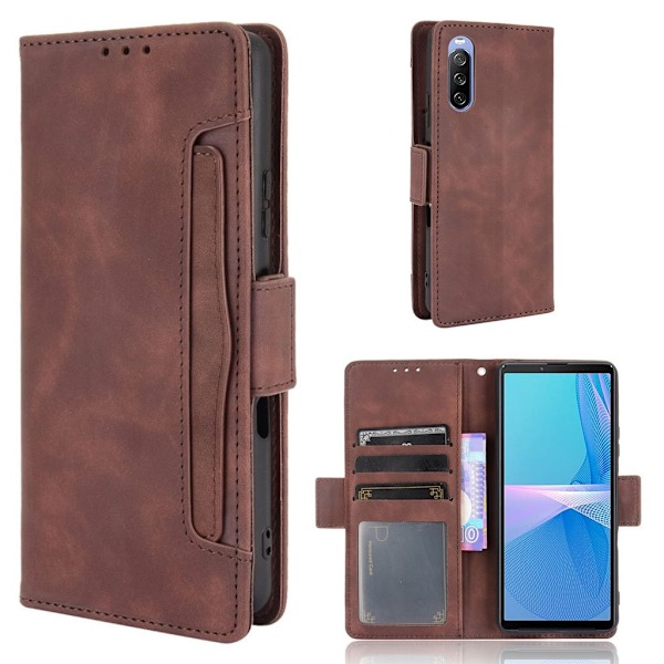 Modern-styled Læder Pung Etui til Sony Xperia 10 Iii - Brun Brown