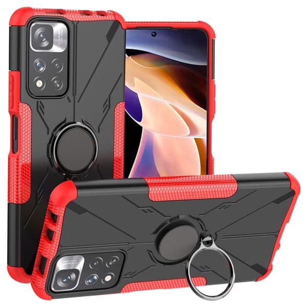 Kickstand-skydd med magnetiskt ark för Xiaomi Redmi Note 11 Pro Plus 5G / 11 Pro 5G - Röd Röd