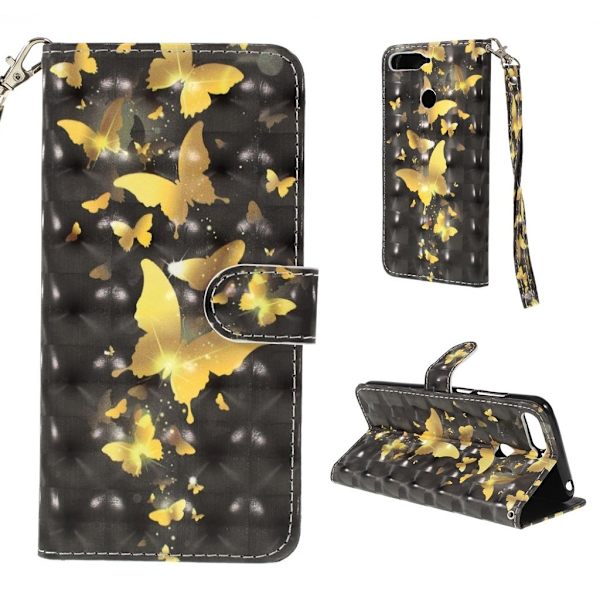Butterfly läder Huawei Y6 2018 fodral - Flerfärgad multifärg