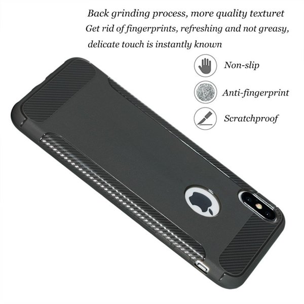 iPhone XS skyddshölje av TPU med karbonfibertextur - Grå Silvergrå