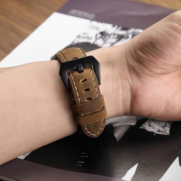 Huawei Watch GT split læder black Spænde Urrem - Mørkebrun Brown