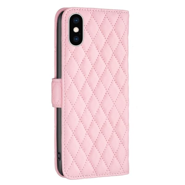 Rombuskuvioinen matta läppäkotelo iPhone Xs Max - Pinkki Pink
