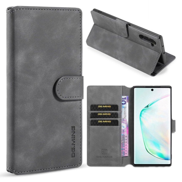 DG.MING Samsung Galaxy Note 10 Retro kotelot - Harmaa Silver grey