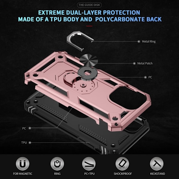 Bofink Combat iPhone 16 cover - Rødguld Pink