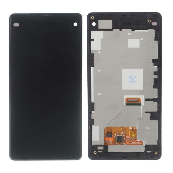 Sony Xperia Z1 Compact OEM LCD-skærm og digitaliseringsforbindelse med fronthus D5503 - Sort Black