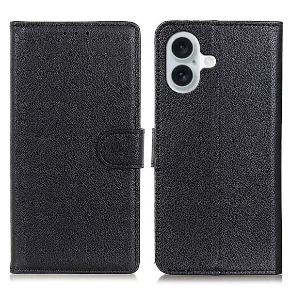 Klassisk iPhone 16 Plus flip etui - Sort Black