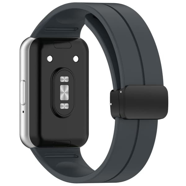 Samsung Galaxy Fit3 Silikone Watch Band Folding Buckle Sport Replacement Straps - Mørkegrå Silver grey