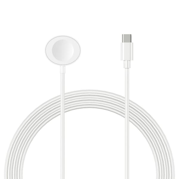 Apple Watch 1 m Type-C-port ladekabel oval trådløs ladestasjon - Hvit White