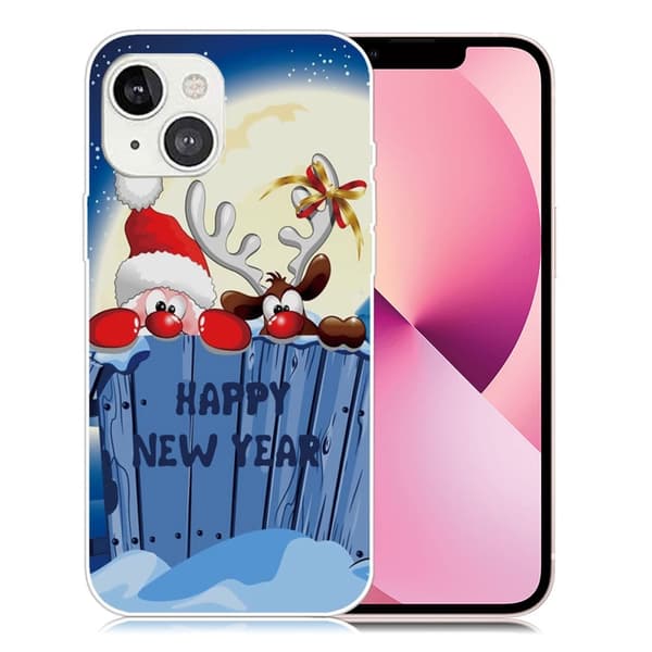 Mønstertryk i juleserien IMD Fleksibelt bagcover til mobiltelefon iPhone 13 mini 5,4 tommer - Måne Multicolor