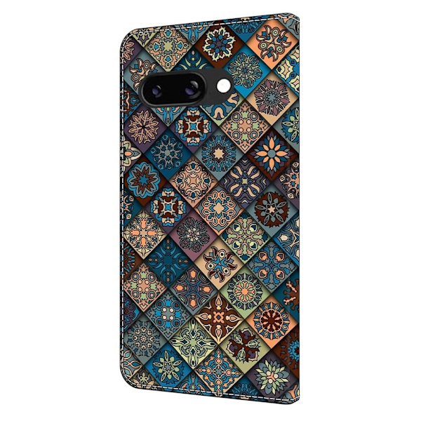 Google Pixel 9a Plånboksfodral Mönster Tryck Stativ Läder Flip Telefonskal - Blå Blommor Blå