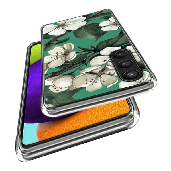 Deco Samsung Galaxy S24 Plus skal - Vita Blommor Grön