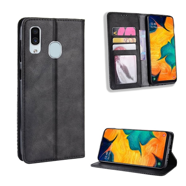 Samsung Galaxy A40 vintage lædercover - sort Black