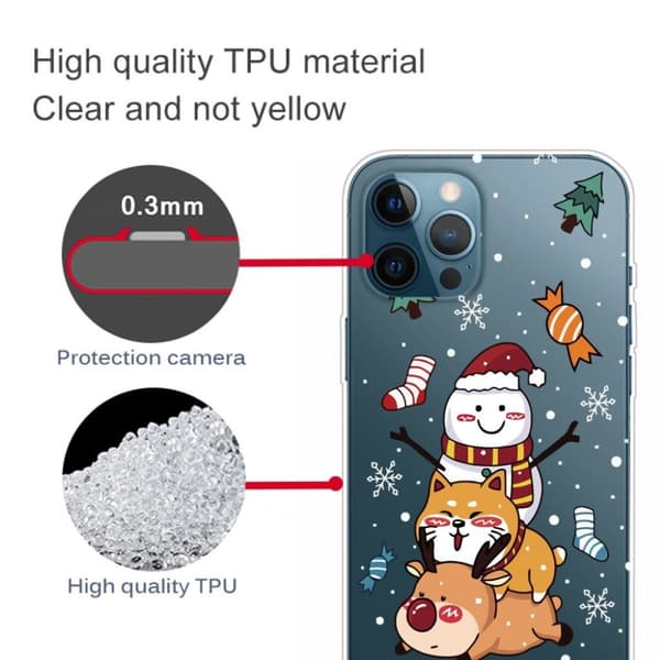 Fleksibelt bagcover til iPhone 12 Pro Max med julemønstertryk - Glædelig Jul Multicolor