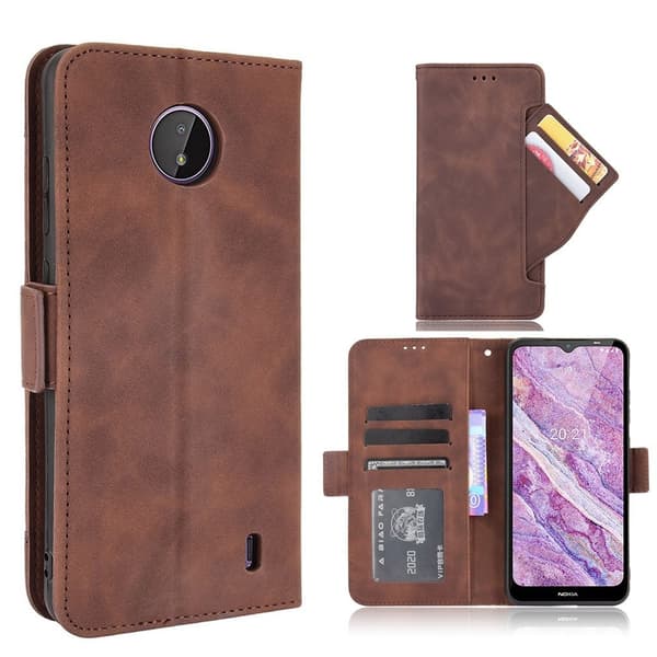 Moderne Nokia C10 / Nokia C20 læderetui med pung - Brun Brown
