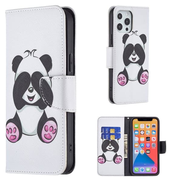 Wonderland iPhone 13 Pro Max flip-etui - Panda Multicolor