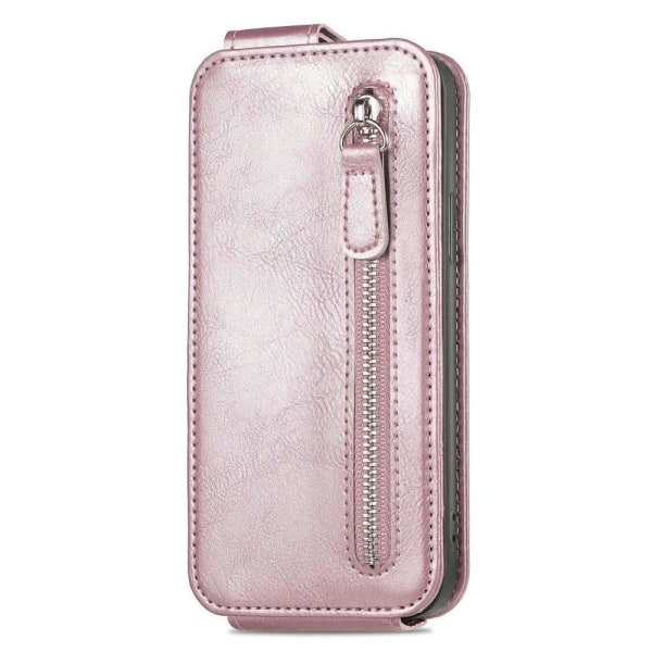 Vertical Flip Phone Suojakotelo With Zipper For Honor 70 - Ruusu Pink