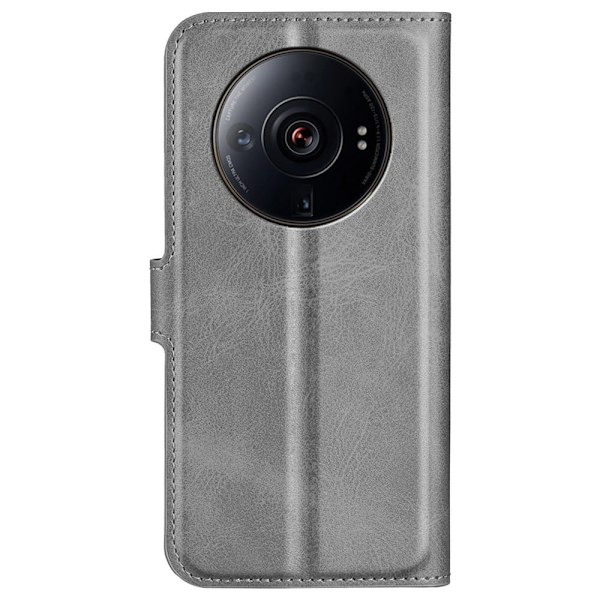 Hållbart konstläder Xiaomi 12S Ultra fodral med plånbok - Silver/Grå Silvergrå
