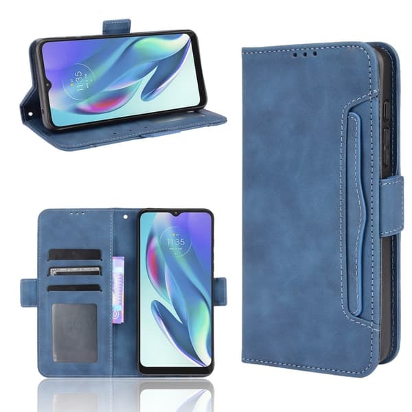 Modern-styled Lær Lommebok Etui til Motorola Moto G50 5G - Blå Blue