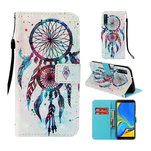 Samsung Galaxy A7 (2018) lys spot læder flip etui - Farvet Drømmefanger Multicolor