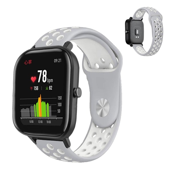 Amazfit GTS klockarmband i silikon med dubbla färger - Grå / Vit Silvergrå