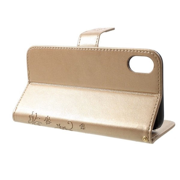 Butterfly läder iPhone Xr fodral - Guld Guld