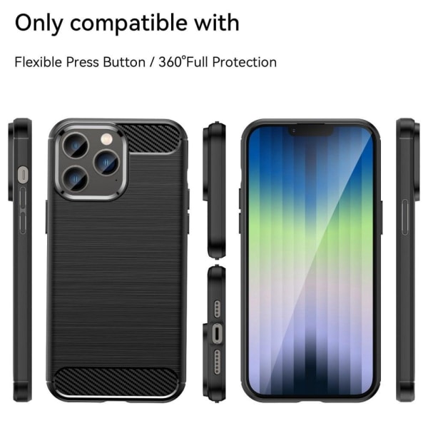 iPhone 14 Pro Max 6,7 tommer Slim beskyttelsesetui Børstet kulfibertekstur Fleksibelt etui Faldsikkert mobil cover - Sort Black