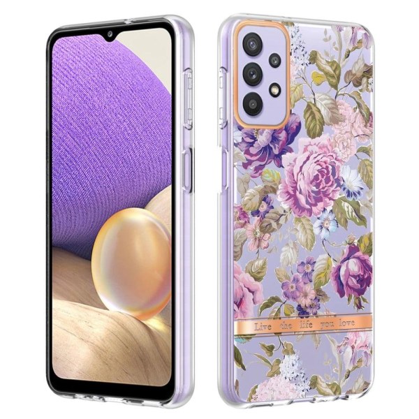 Erittäin ohut ja kestävä pehmeäkantinen Samsung Galaxy M32 5G / A32 5G - Violetti Pioni Purple