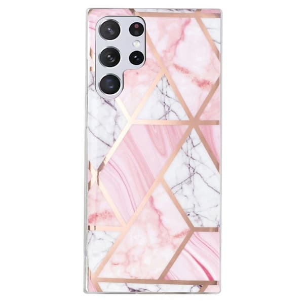 Deco Samsung Galaxy S23 Ultra skal - Vitt Bråte / Rosa Rosa