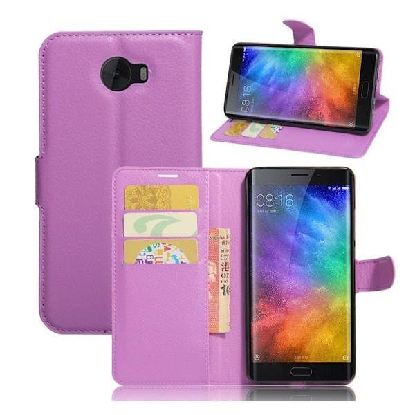 Xiaomi Mi Note 2 Skinn fodral med kortfickor - Lila Lila