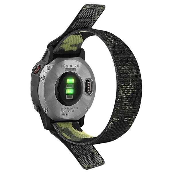 26 mm klockarmband i nylon för Garmin-klocka - Kamouflage Grön Grön