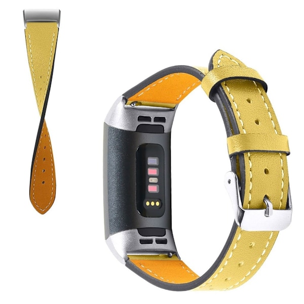 Fitbit Charge 4 / 3 genuine leather watch band - Yellow Gul