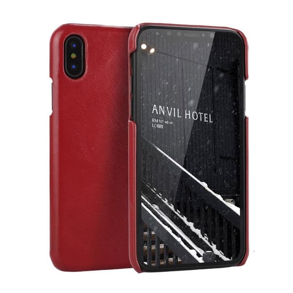 iPhone Xs Max retro etui i ægte læder - Rød Red