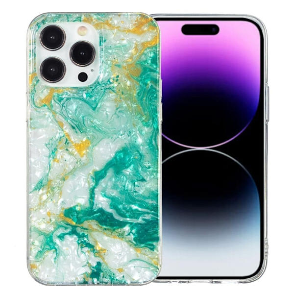 Marble iPhone 14 Pro Max Etui - Grønn Klinkekule Green