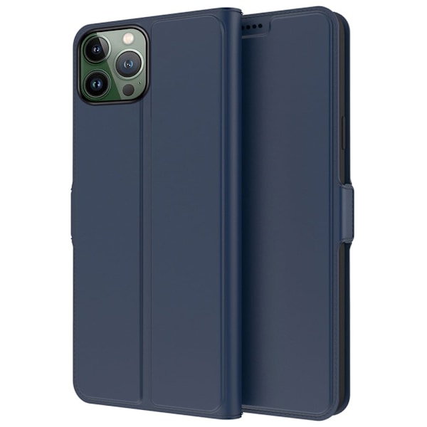 Sileä ja ohut premium-PU-nahkakotelo iPhone 13 Pro Max - Sininen Blue