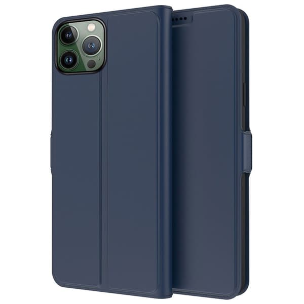 Smidigt och tunt PU-läder iPhone 13 Pro Max fodral - Blå Blå