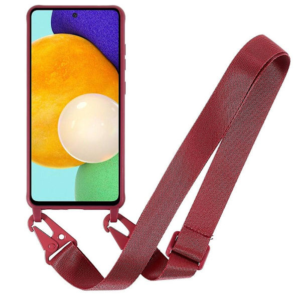 Tyndt TPU-etui med mat finish og justerbar strop til Samsung Galaxy A52s 5G / A52 5G / A52 - Rød Red