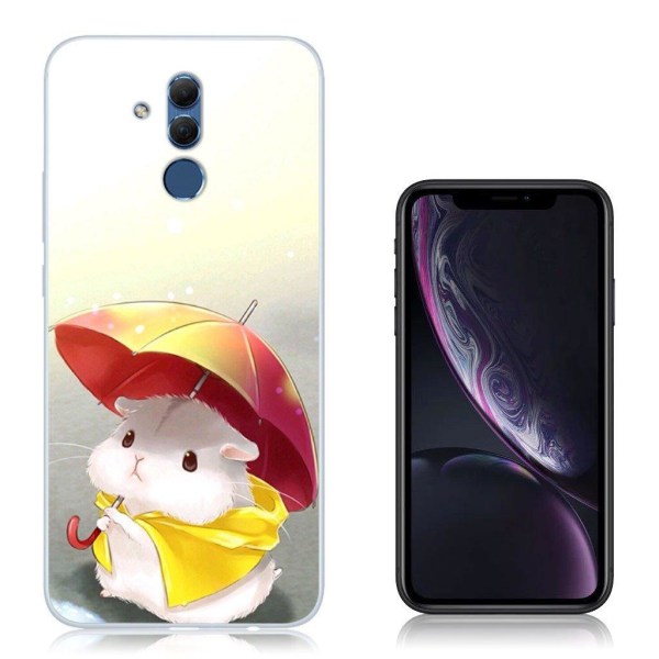 Huawei Mate 20 Lite beskyttelsesetui i silikone med printet mønster - Hamster med paraply Multicolor