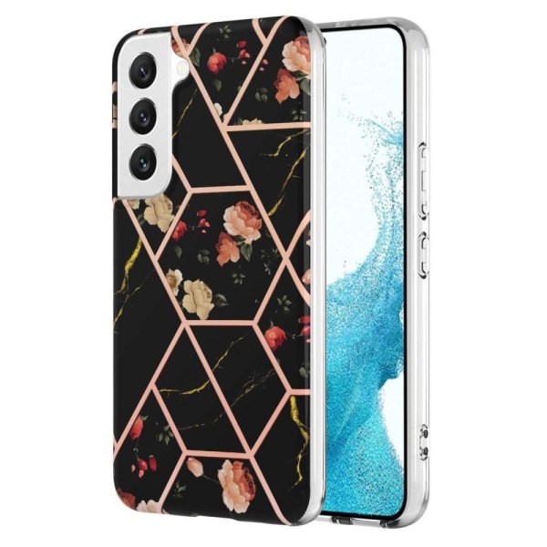 Marble Samsung Galaxy S23 Suojakotelo - Black Flowers Black