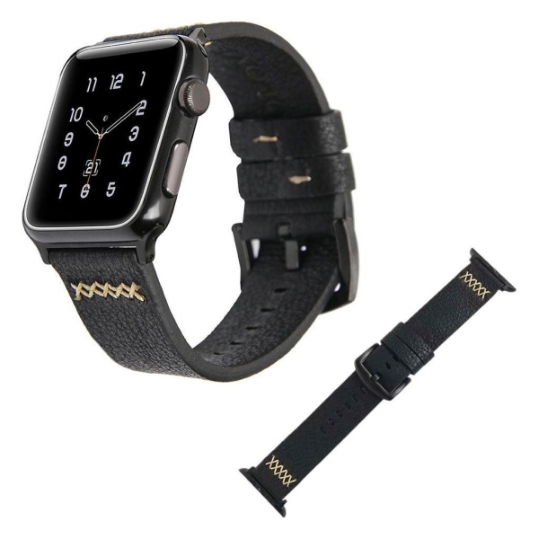Apple Watch Series 5 44mm X-Line genuine leather watch band - Bl Black
