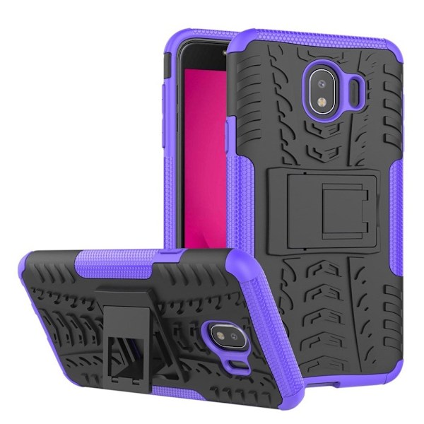 Samsung Galaxy J4 (2018) snyggt hybridskal med däckavtryck - Lila Lila
