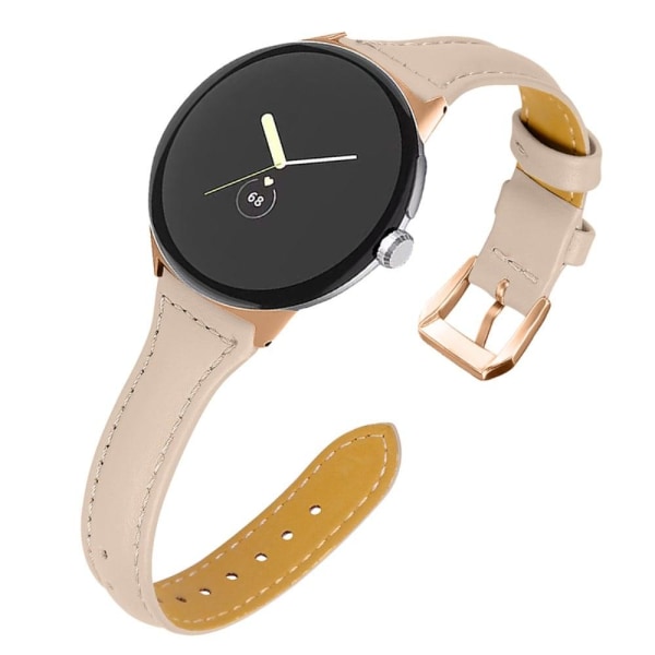 Google Pixel Watch Klockarmband i äkta läder - Aprikos Beige