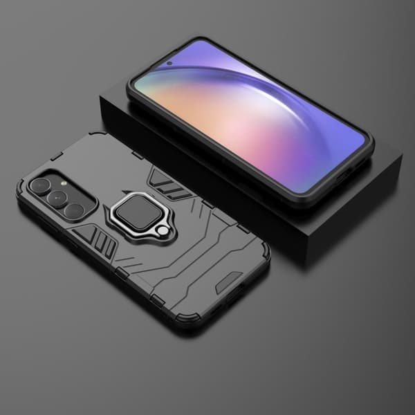 Hybrid Samsung Galaxy A55 cover med støttefod og bilmontering - Sort Black