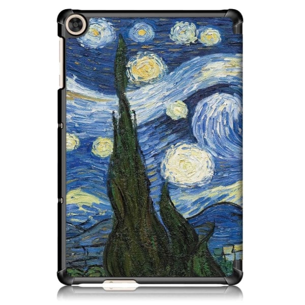 Huawei MatePad T10 mønster tri-fold læderetui - Stjernehimmel Blue