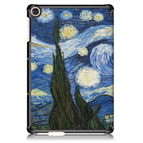 Huawei MatePad T10 pattern tri-fold leather case - Starry Sky Blue